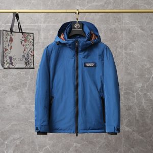Burberry Hooded Puffer Down Jacket Blue, Winter Warm Coat